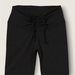 NWT PINK Victoria's Secret Black High-Waist Ruched Drawstring Bike Shorts